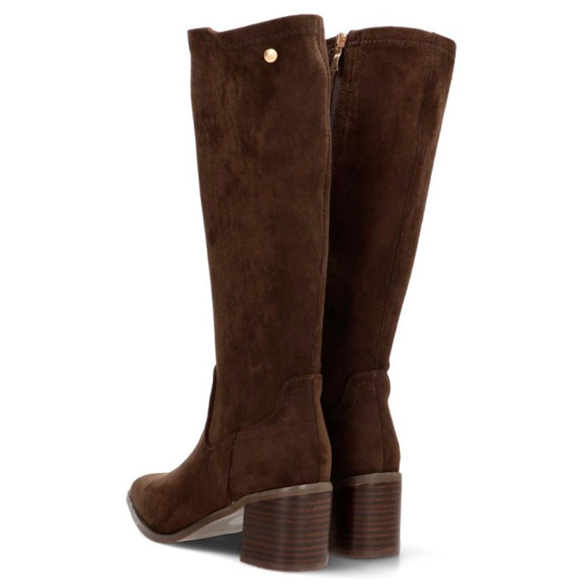 Isteria 580 Bota con Licra con Cremallera y Tacón Ancho Mujer